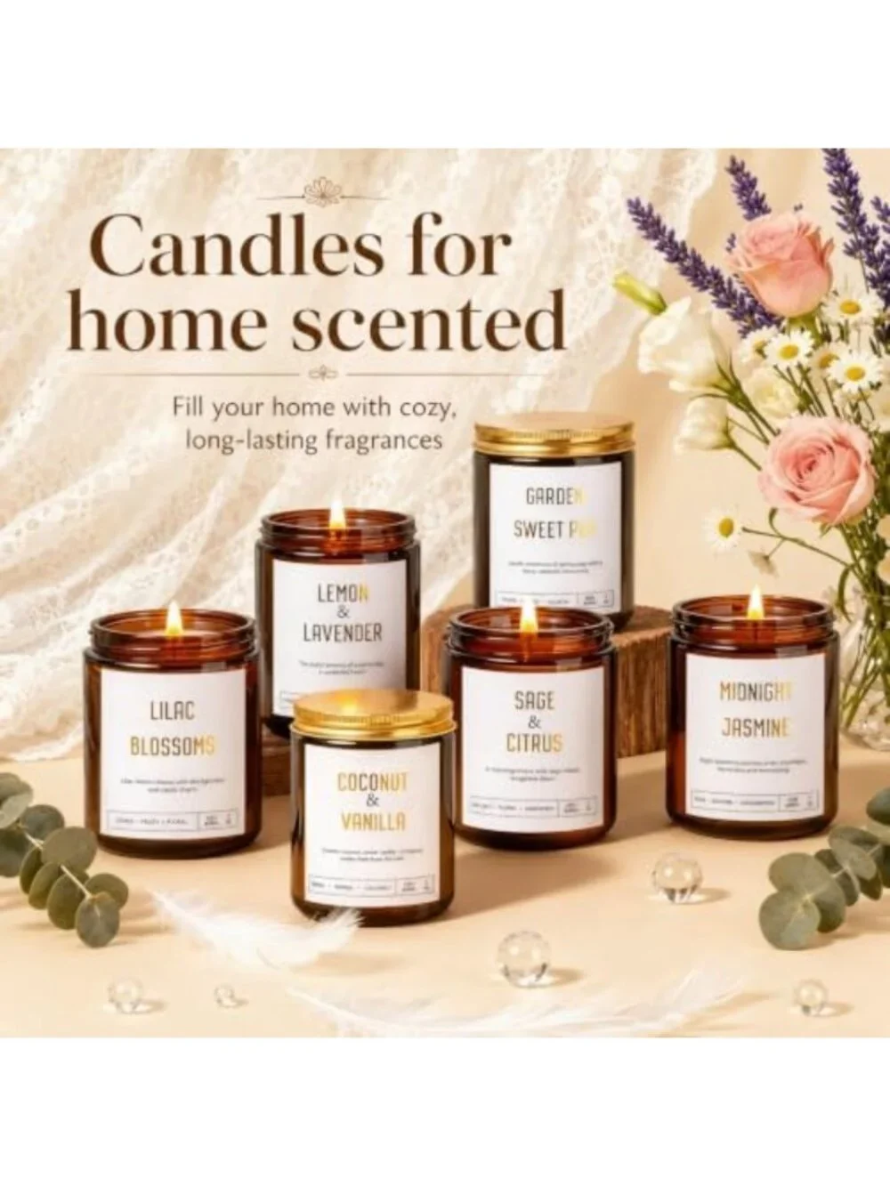 Scented Soy Candles Gift Set - Non-Toxic, 6 Pack for Home Decor & Relaxation